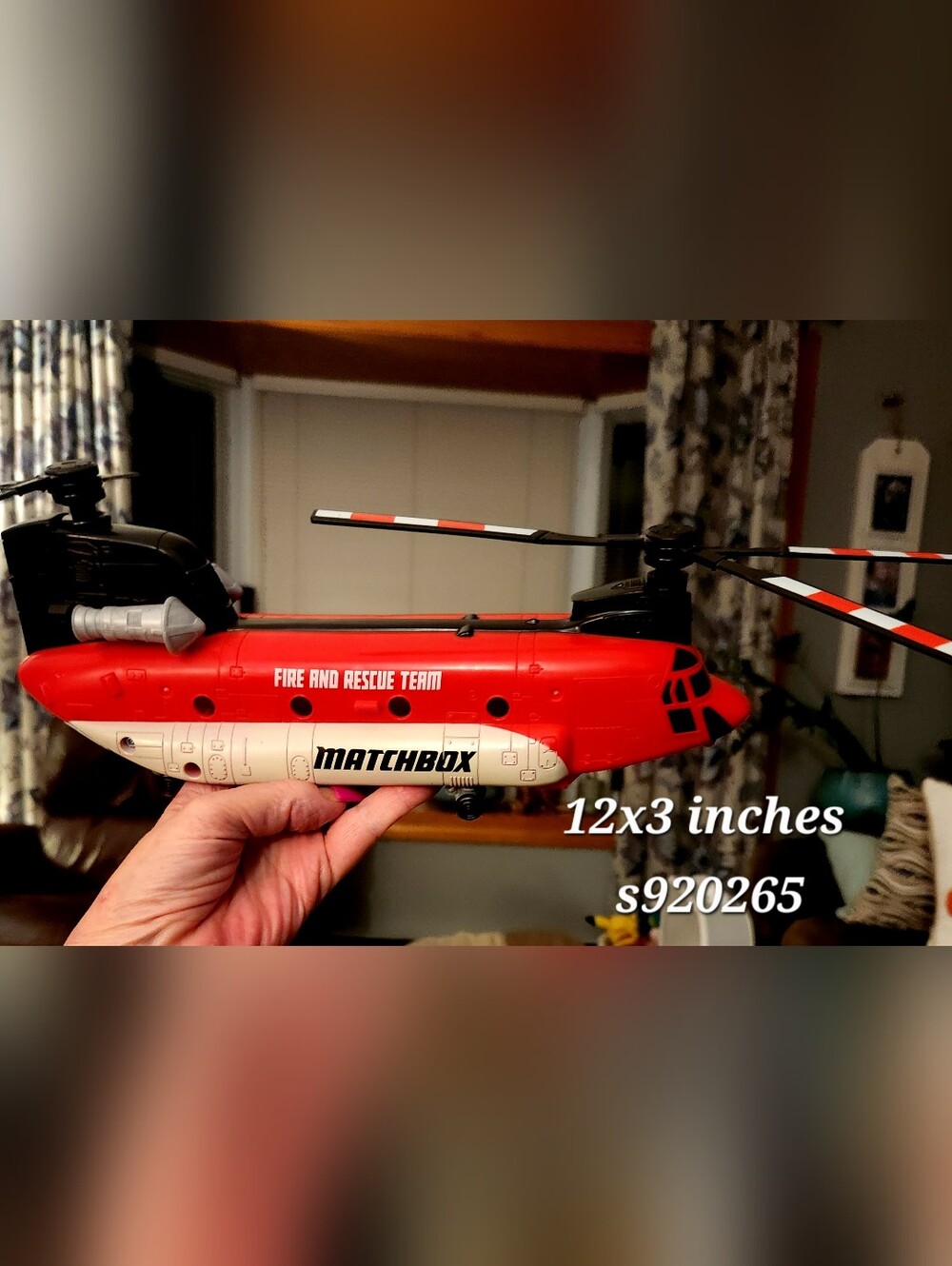 Matchbox Red and White Fire & Rescue Team Helicopter Toy